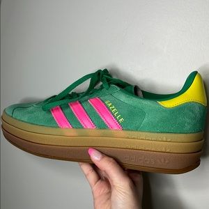 Adidas Gazelle Green and Pink Women's Shoes
